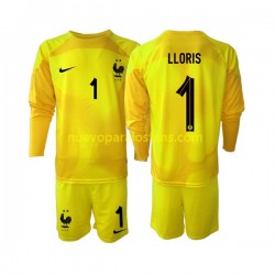 Camiseta de Fútbol Francia Hugo Lloris 1 Portero Niño Tercera Copa Mundial 2022 Manga Larga