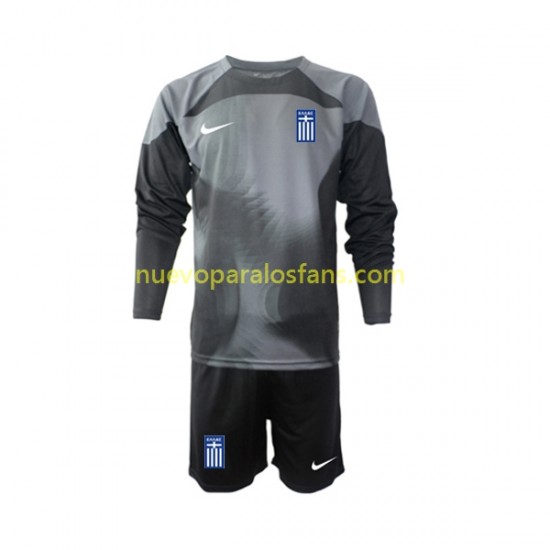 Camiseta de Fútbol Grecia Portero Niño Exterior 2022-2023 Manga Larga
