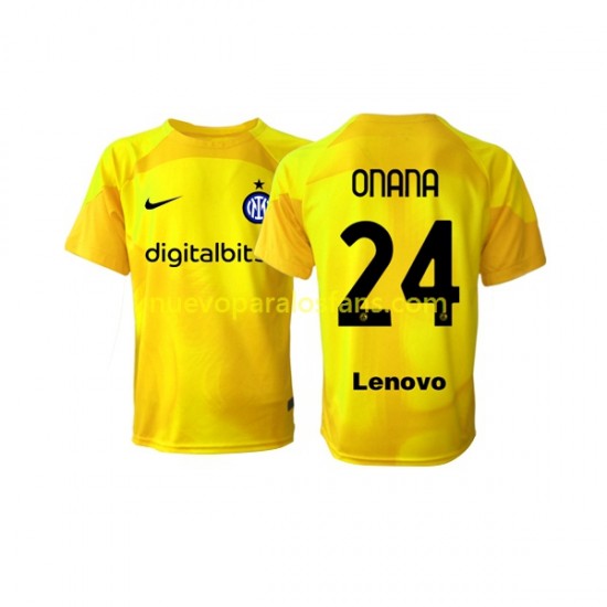 Camiseta de Fútbol Inter Milan Andre Onana 24 Portero Hombre Exterior 2022-2023 Manga Corta