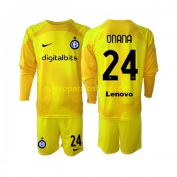 Camiseta de Fútbol Inter Milan Andre Onana 24 Portero Niño Exterior 2022-2023 Manga Larga