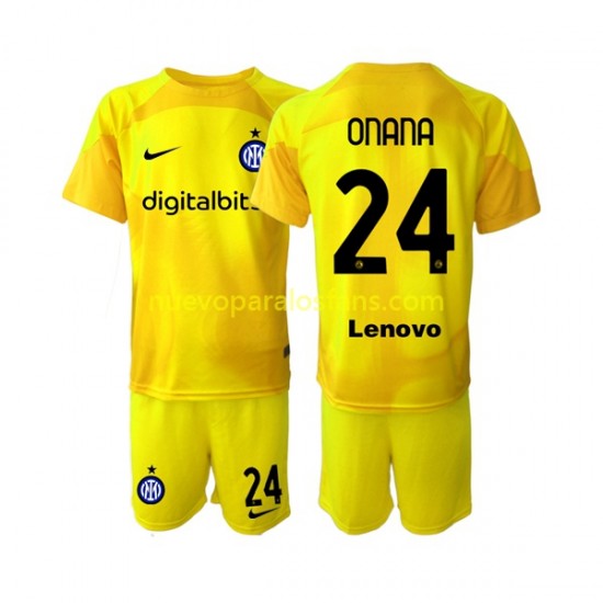 Camiseta de Fútbol Inter Milan Andre Onana 24 Portero Niño Exterior 2022-2023 Manga Corta