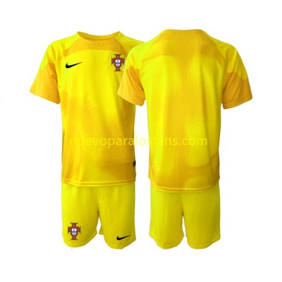 Camiseta de Fútbol Portugal Portero Niño Casa Copa Mundial 2022 Manga Corta