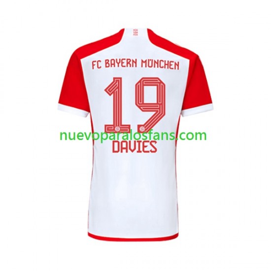 Camiseta de Fútbol Bayern de Múnich Alphonso Davies 19 Hombre Casa 2023-2024 Manga Corta