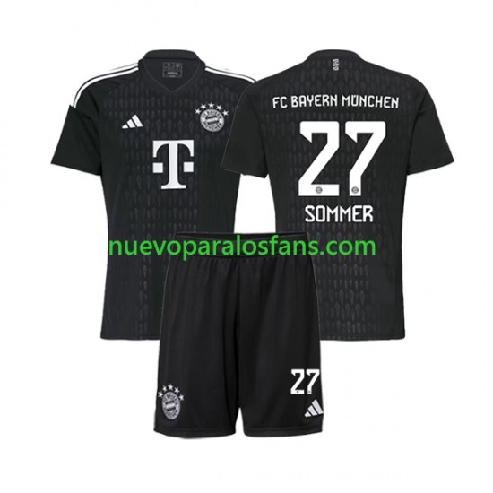 Camiseta de Fútbol Bayern de Múnich Yann Sommer 27 Portero Niño Casa 2023-2024 Manga Corta