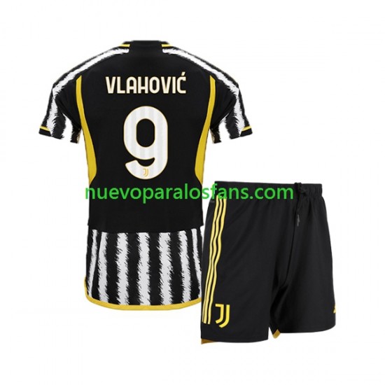 Camiseta de Fútbol Estados Unidos Juventus Dn Vlahovic 9 Niño Casa 2023-2024 Manga Corta