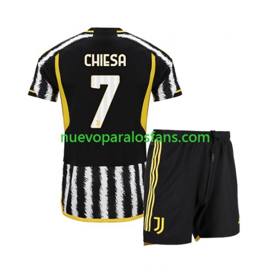 Camiseta de Fútbol Juventus Federico Chiesa 7 Niño Casa 2023-2024 Manga Corta
