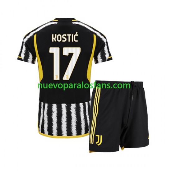 Camiseta de Fútbol Juventus Filip Kostic 17 Niño Casa 2023-2024 Manga Corta