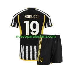 Camiseta de Fútbol Juventus Leonardo Bonucci 19 Niño Casa 2023-2024 Manga Corta