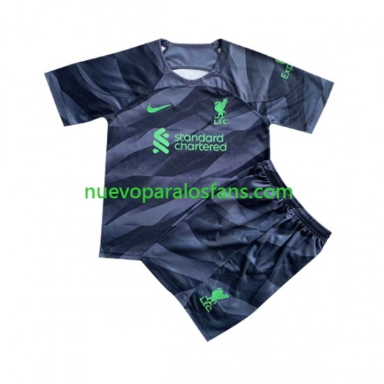 Camiseta de Fútbol Liverpool Portero Niño Exterior 2023-2024 Manga Corta
