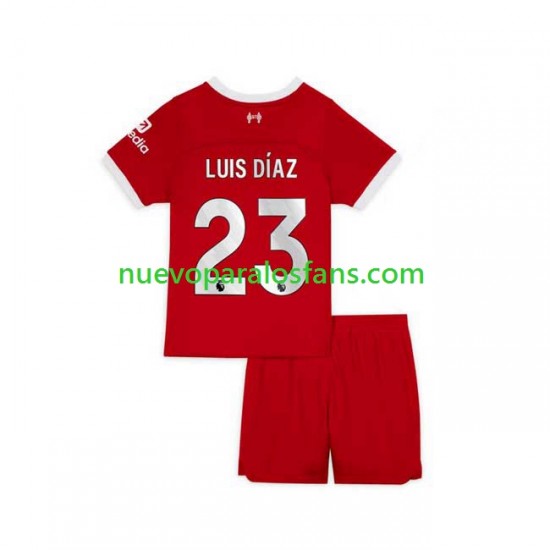 Camiseta de Fútbol Liverpool Luis Diaz 23 Niño Casa 2023-2024 Manga Corta