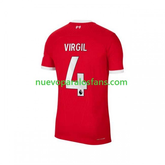 Camiseta de Fútbol Liverpool Virgil van Dijk 4 Hombre Casa 2023-2024 Manga Corta