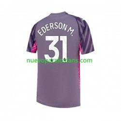 Camiseta de Fútbol Manchester City Ederson Moraes 31 Portero Hombre Exterior 2023-2024 Manga Corta