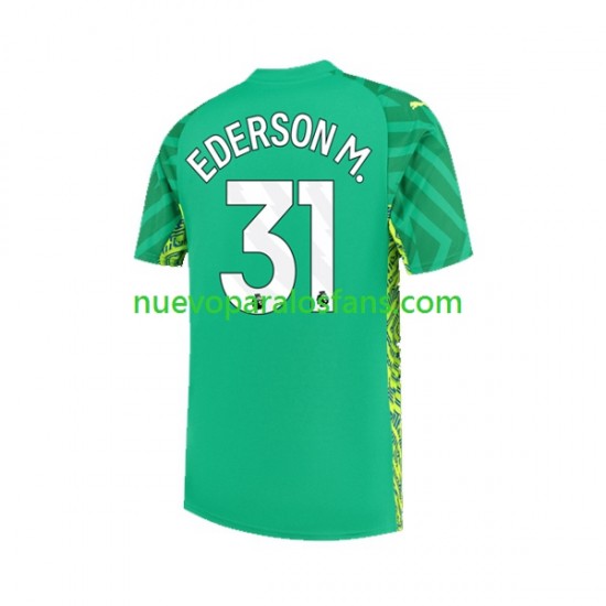 Camiseta de Fútbol Manchester City Ederson Moraes 31 Portero Hombre Casa 2023-2024 Manga Corta