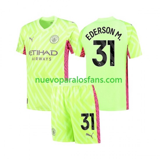 Camiseta de Fútbol Manchester City Ederson Moraes 31 Portero Niño Tercera 2023-2024 Manga Corta