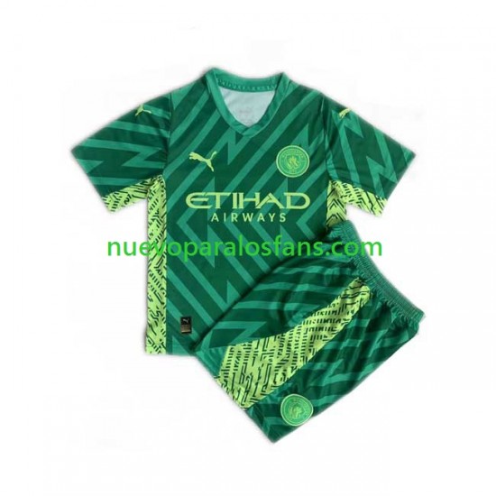 Camiseta de Fútbol Manchester City Portero Niño Casa 2023-2024 Manga Corta