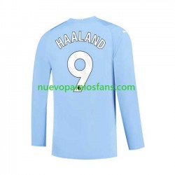 Camiseta de Fútbol Manchester City Haaland 9 Hombre Casa 2023-2024 Manga Larga