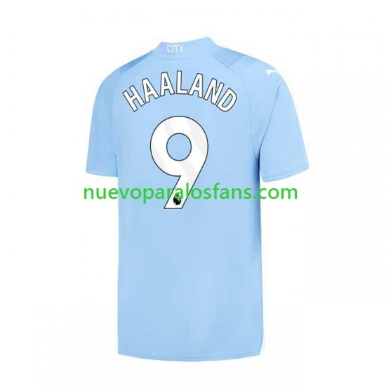 Camiseta de Fútbol Manchester City Haaland 9 Hombre Casa 2023-2024 Manga Corta