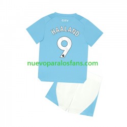 Camiseta de Fútbol Manchester City Haaland 9 Niño Casa 2023-2024 Manga Corta