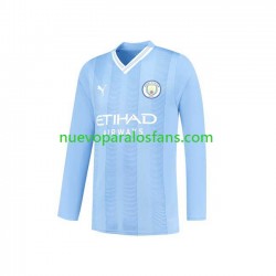 Camiseta de Fútbol Manchester City Hombre Casa 2023-2024 Manga Larga
