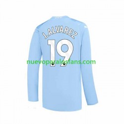Camiseta de Fútbol Manchester City J. ALVAREZ 19 Hombre Casa 2023-2024 Manga Larga