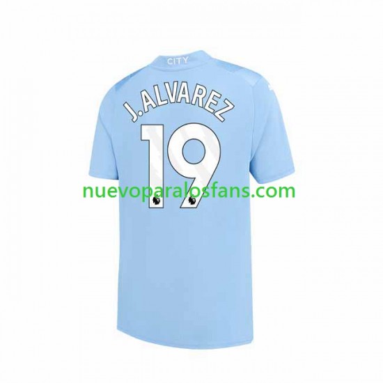 Camiseta de Fútbol Manchester City J. ALVAREZ 19 Hombre Casa 2023-2024 Manga Corta