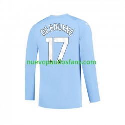 Camiseta de Fútbol Manchester City Kevin De Bruyne 17 Hombre Casa 2023-2024 Manga Larga