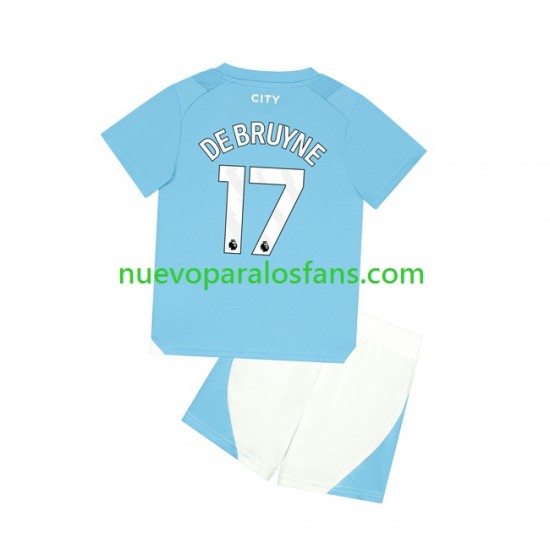Camiseta de Fútbol Manchester City Kevin De Bruyne 17 Niño Casa 2023-2024 Manga Corta