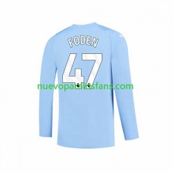 Camiseta de Fútbol Manchester City Phil Foden 47 Hombre Casa 2023-2024 Manga Larga