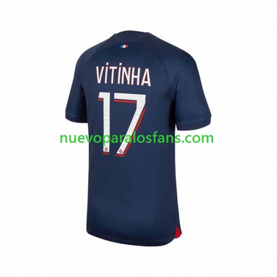 Camiseta de Fútbol Paris Saint-Germain Vitinha 17 Hombre Casa 2023-2024 Manga Corta