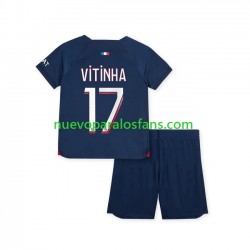 Camiseta de Fútbol Paris Saint-Germain Vitinha 17 Niño Casa 2023-2024 Manga Corta