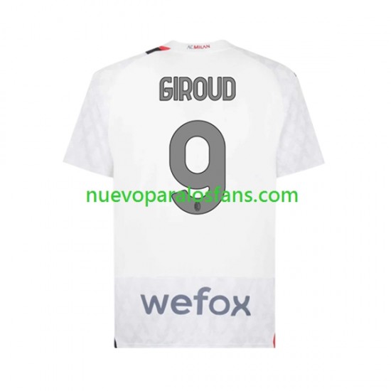 Camiseta de Fútbol AC Milan Olivier Giroud 9 Hombre Exterior 2023-2024 Manga Corta