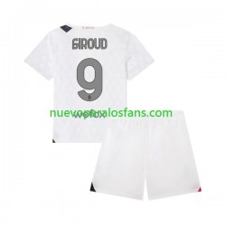 Camiseta de Fútbol AC Milan Olivier Giroud 9 Niño Exterior 2023-2024 Manga Corta