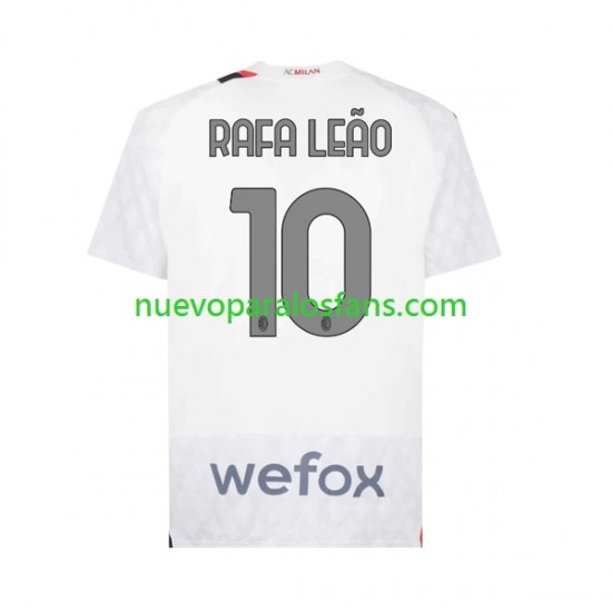 Camiseta de Fútbol AC Milan Rafael Leao 10 Hombre Exterior 2023-2024 Manga Corta