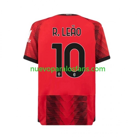 Camiseta de Fútbol AC Milan Rafael Leao 10 Hombre Casa 2023-2024 Manga Corta
