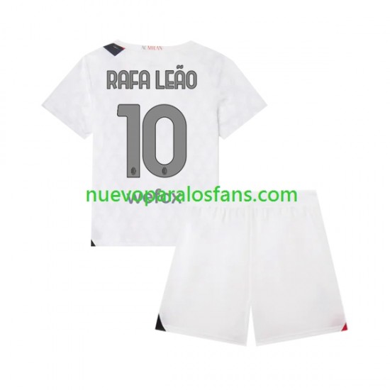 Camiseta de Fútbol AC Milan Rafael Leao 10 Niño Exterior 2023-2024 Manga Corta