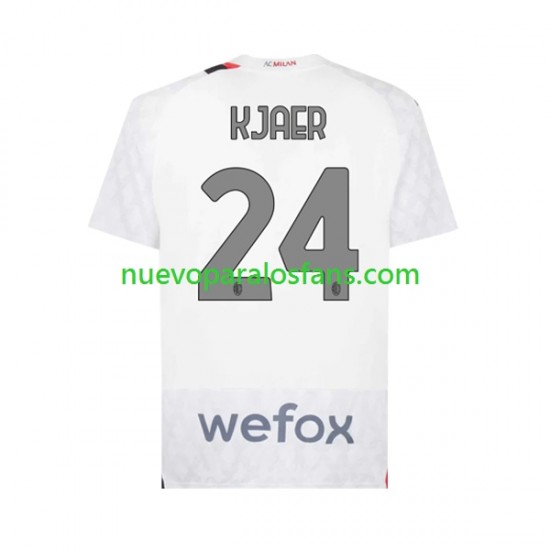 Camiseta de Fútbol AC Milan Simon Kjaer 24 Hombre Exterior 2023-2024 Manga Corta
