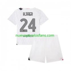 Camiseta de Fútbol AC Milan Simon Kjaer 24 Niño Exterior 2023-2024 Manga Corta