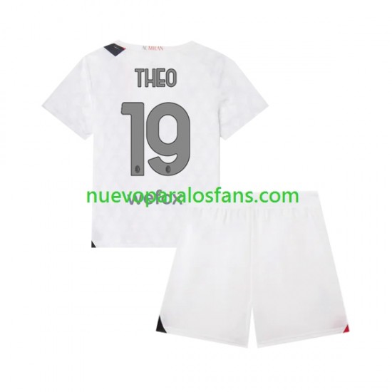 Camiseta de Fútbol AC Milan Theo 19 Niño Exterior 2023-2024 Manga Corta