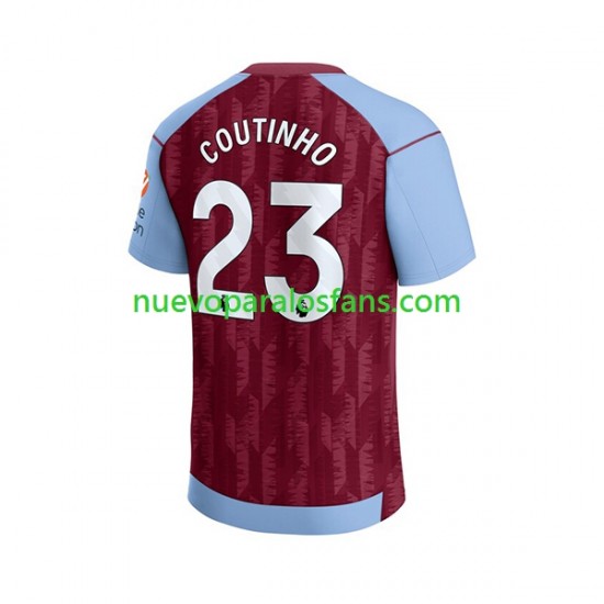 Camiseta de Fútbol Aston Villa Philippe Coutinho 23 Hombre Casa 2023-2024 Manga Corta