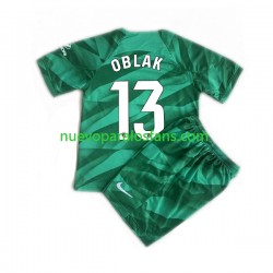 Camiseta de Fútbol Atlético Madrid JAN OBLAK 13 Portero Niño Exterior 2023-2024 Manga Corta
