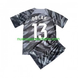 Camiseta de Fútbol Atlético Madrid JAN OBLAK 13 Portero Niño Casa 2023-2024 Manga Corta
