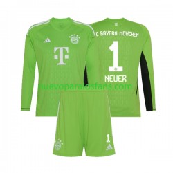 Camiseta de Fútbol Bayern de Múnich Manuel Neuer 1 Portero Niño Exterior 2023-2024 Manga Larga