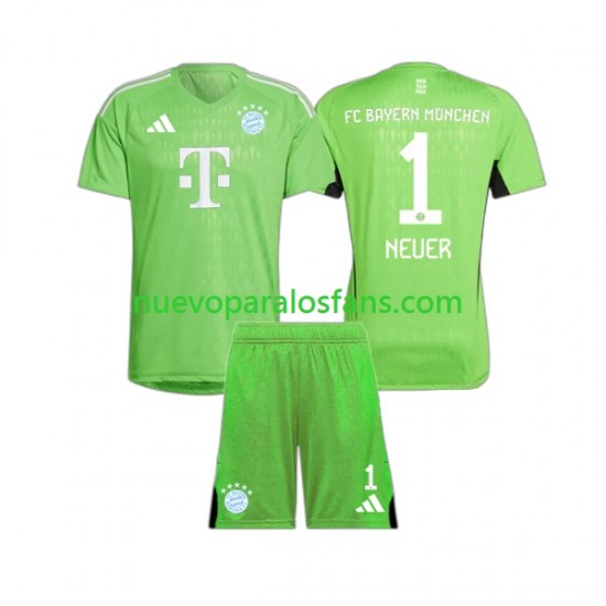 Camiseta de Fútbol Bayern de Múnich Manuel Neuer 1 Portero Niño Exterior 2023-2024 Manga Corta