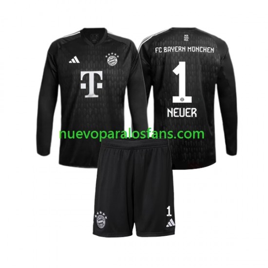 Camiseta de Fútbol Bayern de Múnich Manuel Neuer 1 Portero Niño Casa 2023-2024 Manga Larga