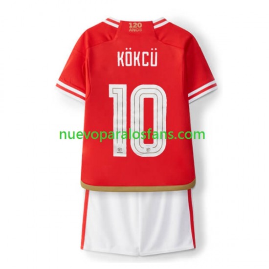 Camiseta de Fútbol Benfica Orkun Kokcu 10 Niño Casa 2023-2024 Manga Corta