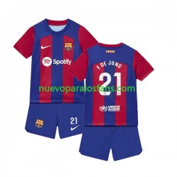 Camiseta de Fútbol FC Barcelona Frenkie de Jong 21 Niño Casa 2023-2024 Manga Corta