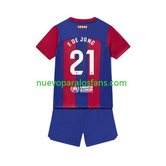 Camiseta de Fútbol FC Barcelona Frenkie de Jong 21 Niño Casa 2023-2024 Manga Corta