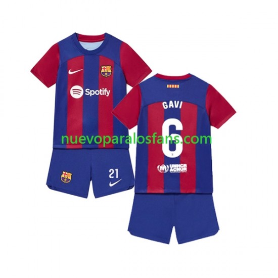 Camiseta de Fútbol FC Barcelona Gavi 6 Niño Casa 2023-2024 Manga Corta