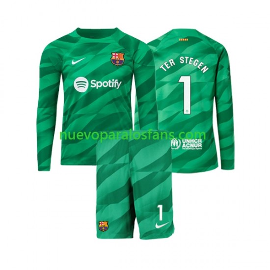 Camiseta de Fútbol FC Barcelona Ter Stegen 1 Portero Niño Casa 2023-2024 Manga Larga