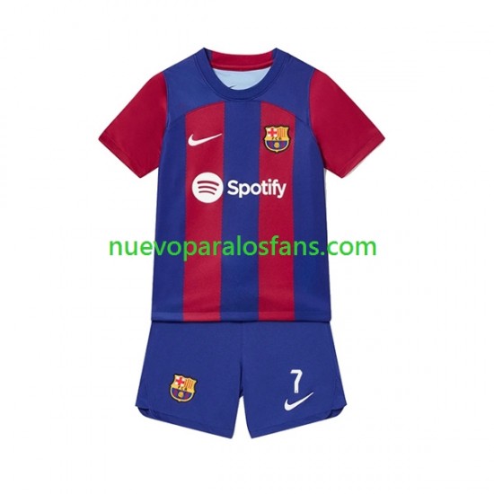 Camiseta de Fútbol FC Barcelona Ousmane Dembele 7 Niño Casa 2023-2024 Manga Corta